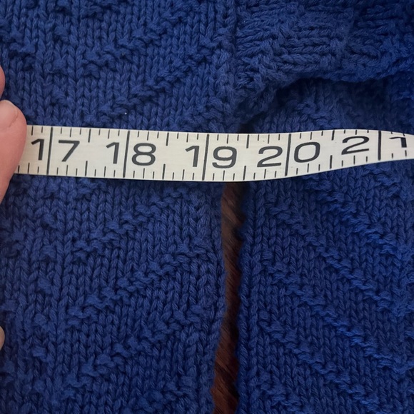 Vintage LL Bean Blue Herringbone Cotton Sweater Made in USA 70s 80s S Small - Picture 4 of 6